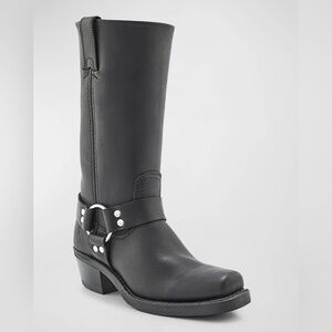 Frye Black Leather Moto Boots